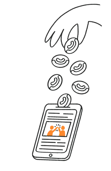 A hand donating through a phone.