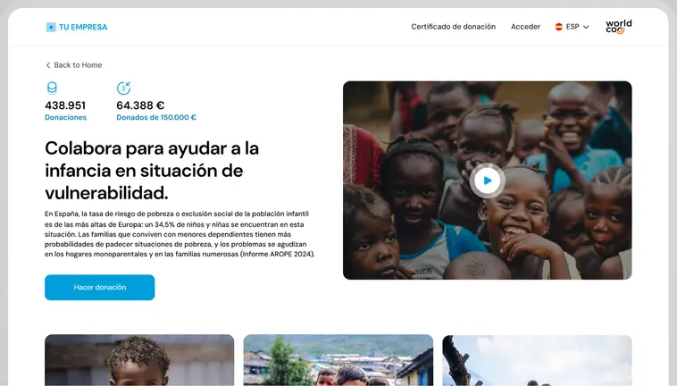 El portal solidari d'una empresa amb una campanya activa